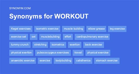 exerciser synonym|synonym workout.